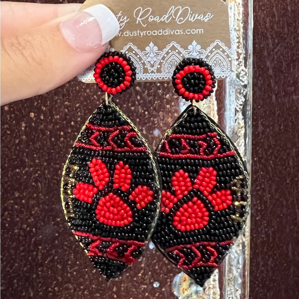 Seed Bead Football Earrings